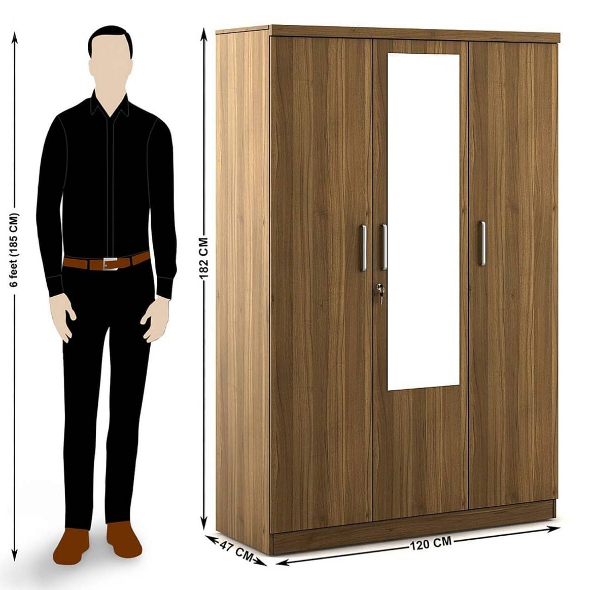 Catalina Triple Door Engineered Wood Wardrobe