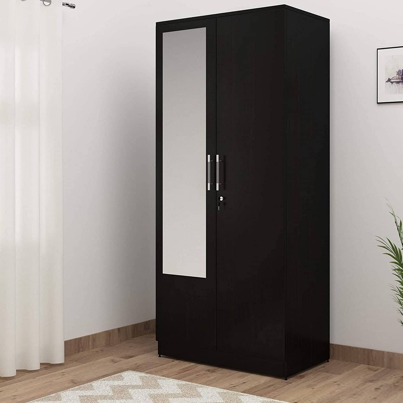 Orlando Dual Door Engineered Wood Wardrobe (Dark Brown)