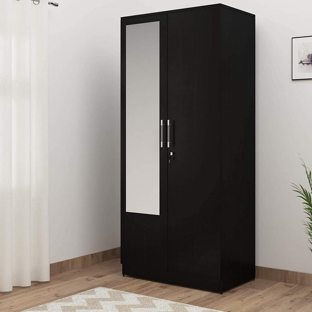 Orlando Dual Door Engineered Wood Wardrobe (Dark Brown) - photo