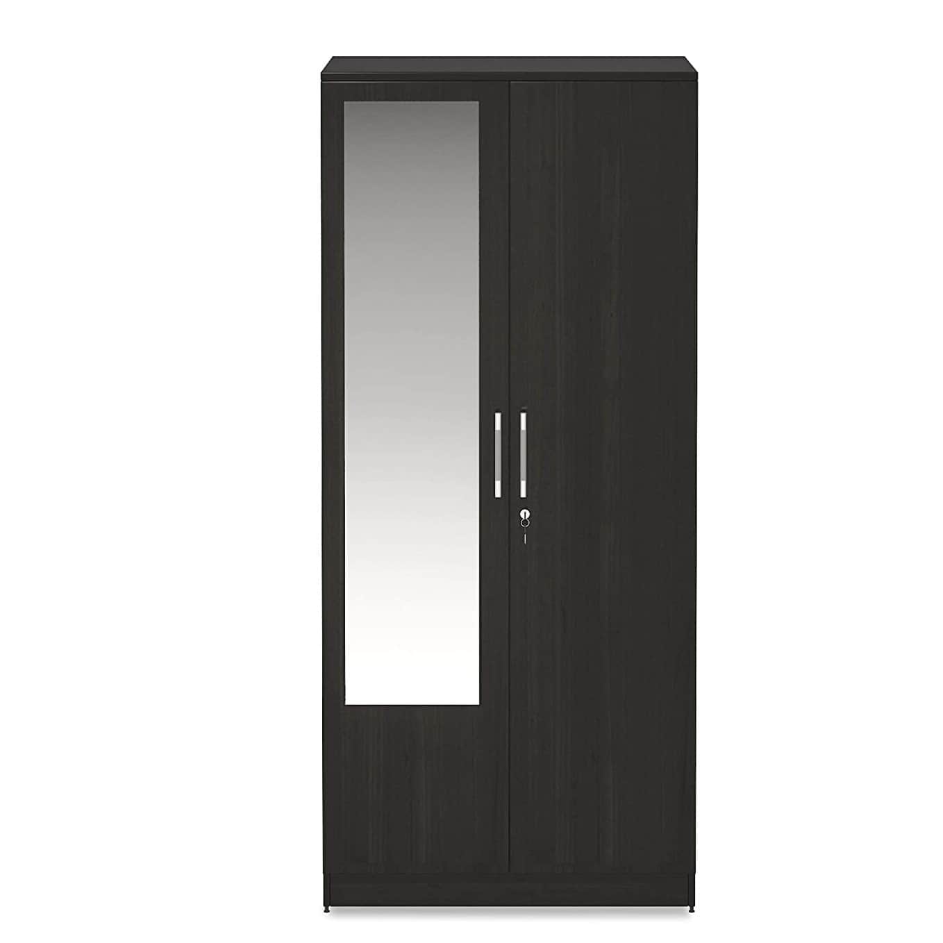 Orlando Dual Door Engineered Wood Wardrobe (Dark Brown) - front_view