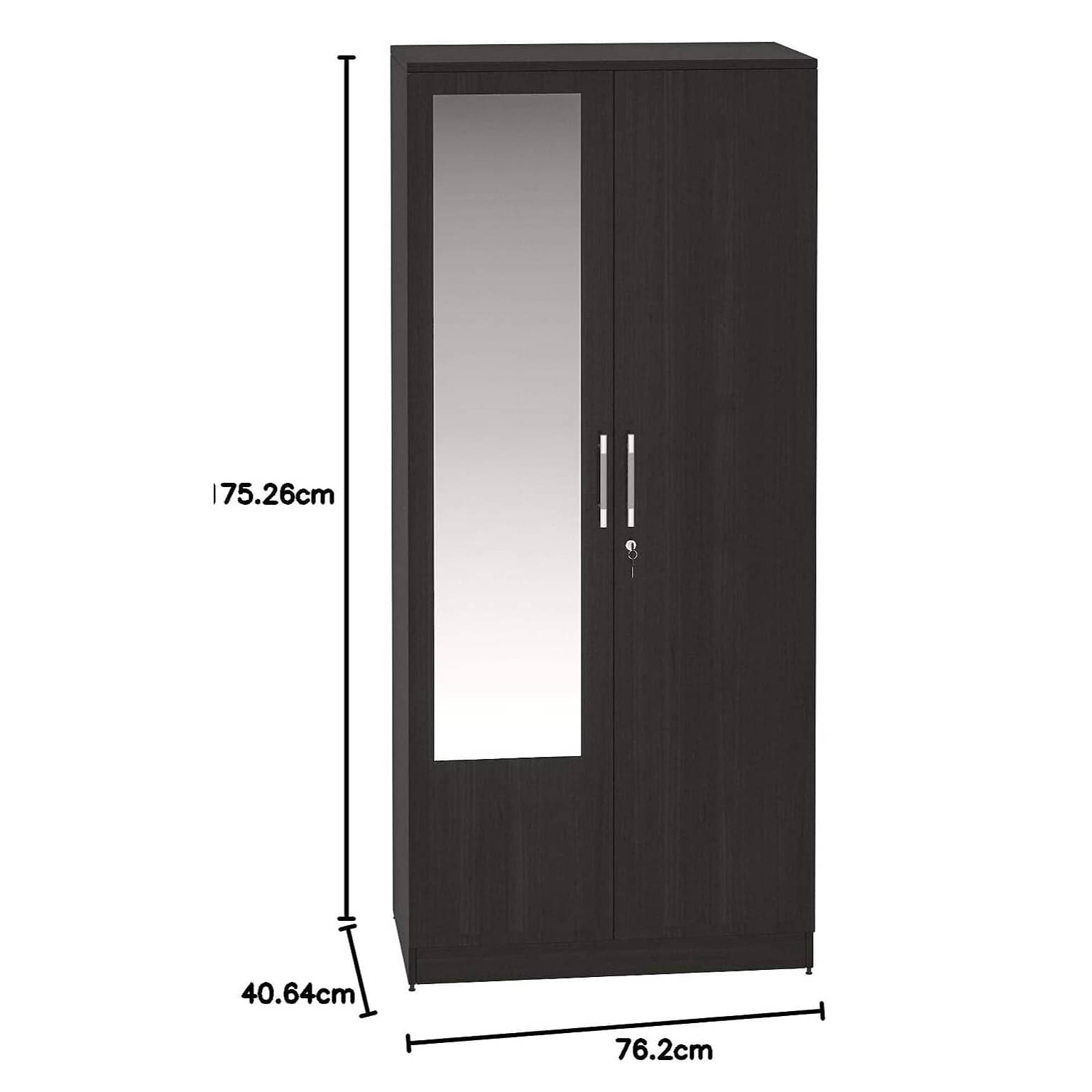 Orlando Dual Door Engineered Wood Wardrobe (Dark Brown)