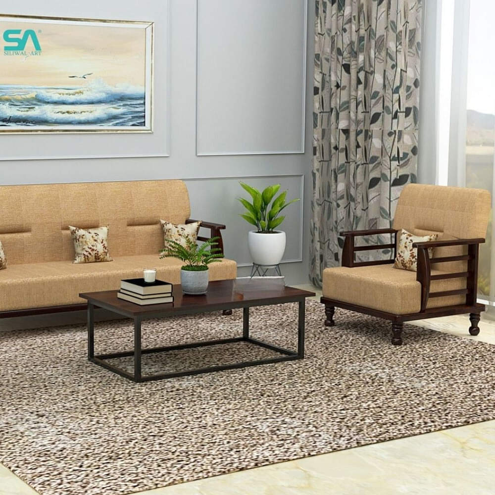 Grane Solid Wood 5 Seater Sofa Set - photo