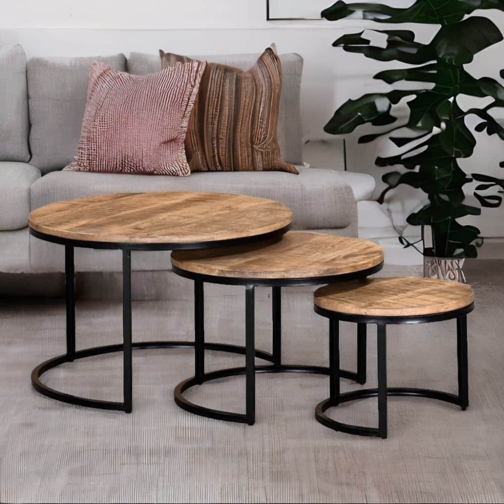 Wooden Round Side Table - photo