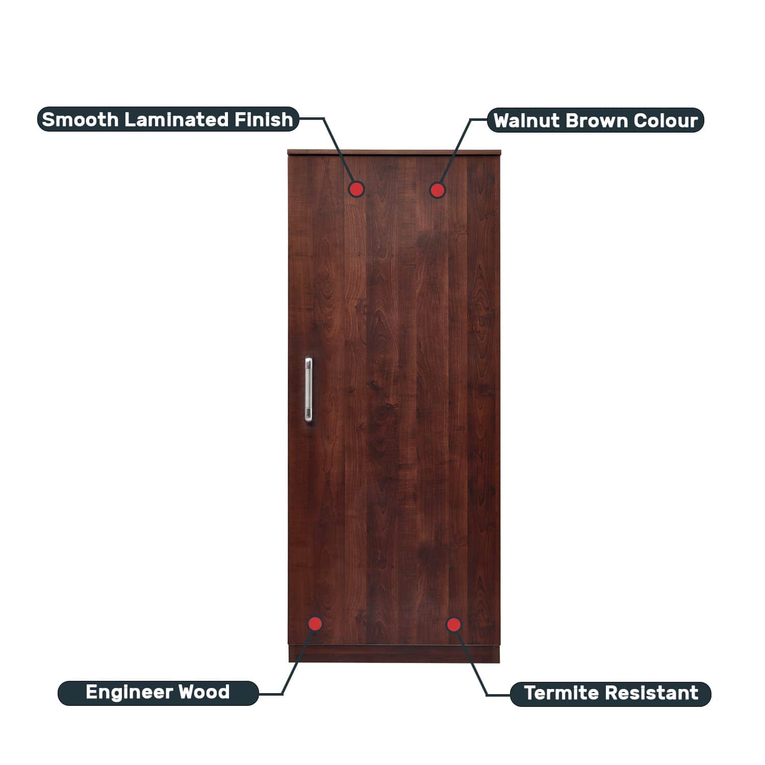 Sugi Single Door Multi-Storage Wardrobe In Engineered Wood - rear_view