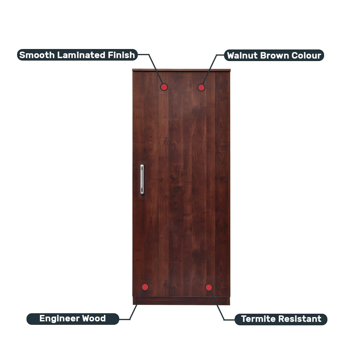 Sugi Single Door Multi-Storage Wardrobe In Engineered Wood