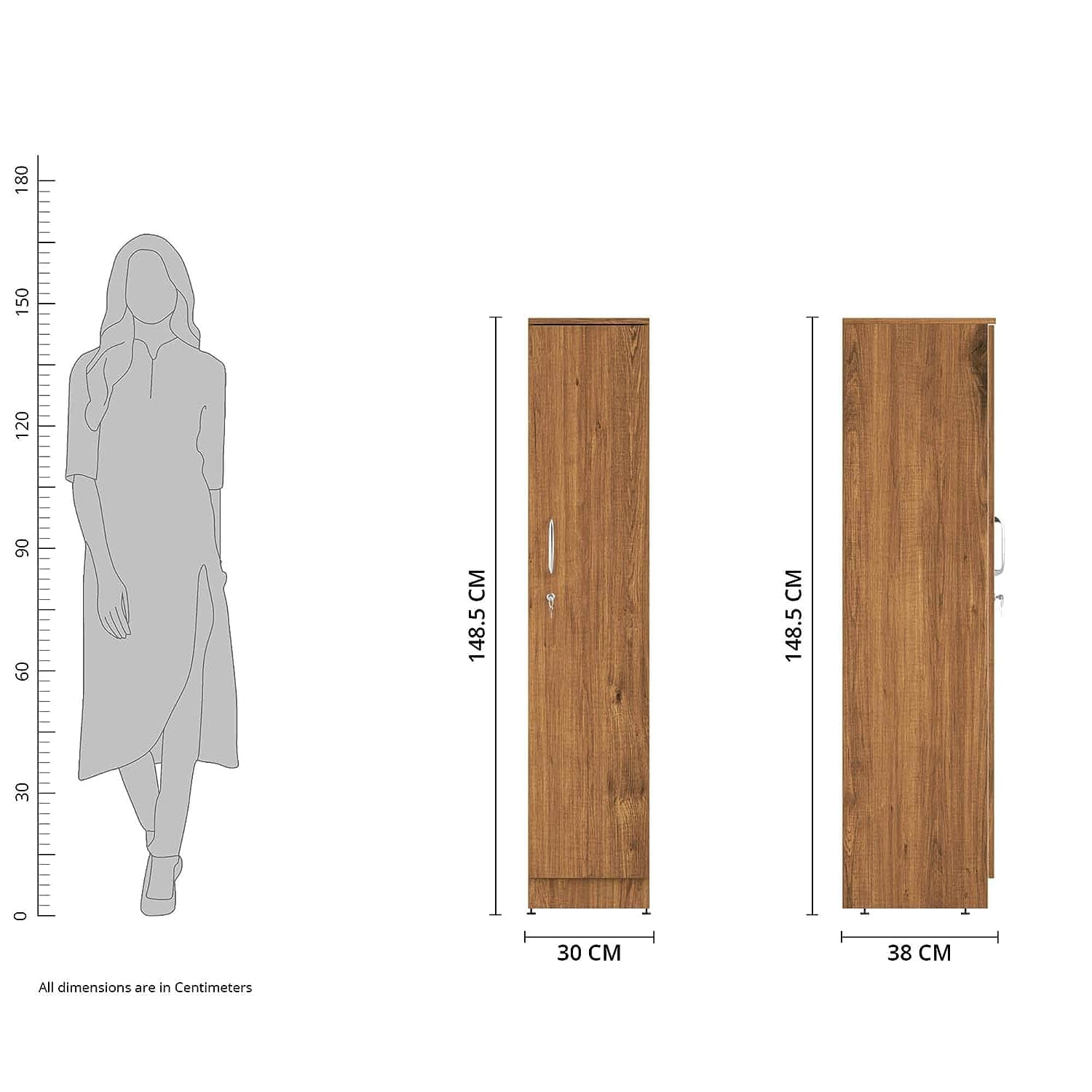 Leonardo Single Door Wardrobe In Engineered Wood - top_view