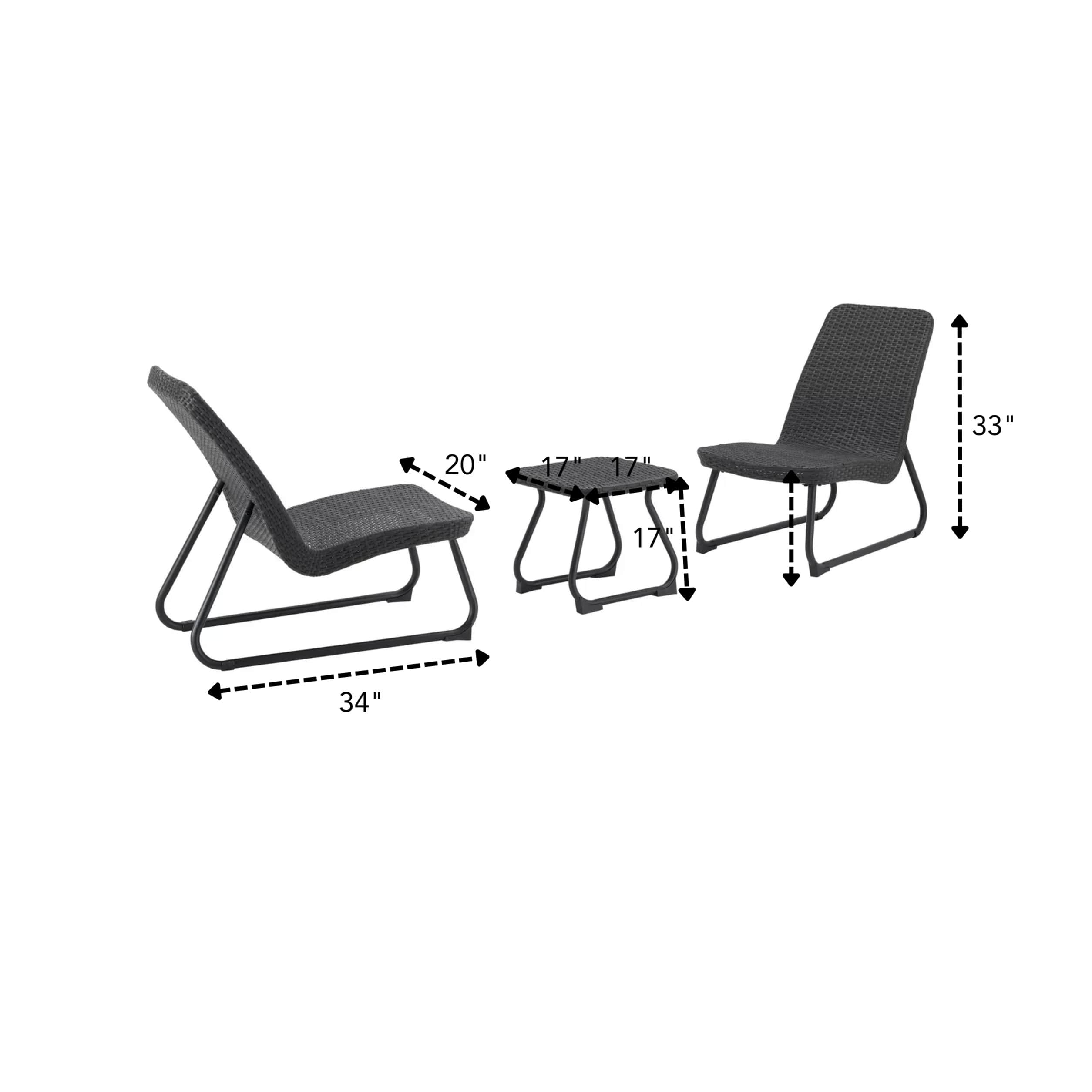 Argo 3 Piece Wicker Patio Furniture Set with Centre Table - rear_view
