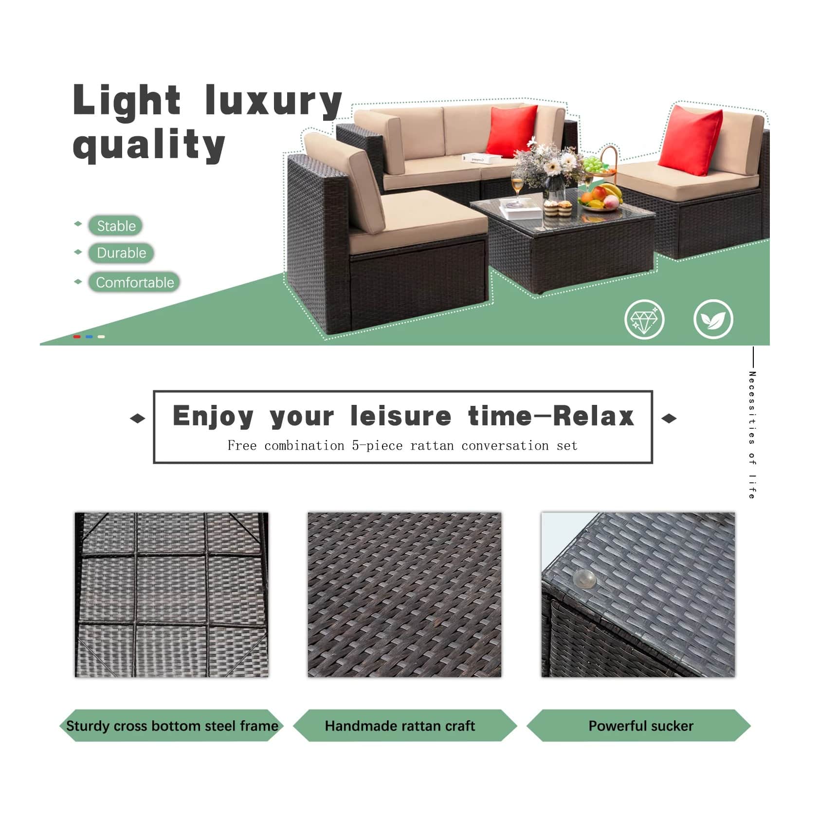 Loch Patio 4 Pieces Outdoor Sectional Sofa - top_view