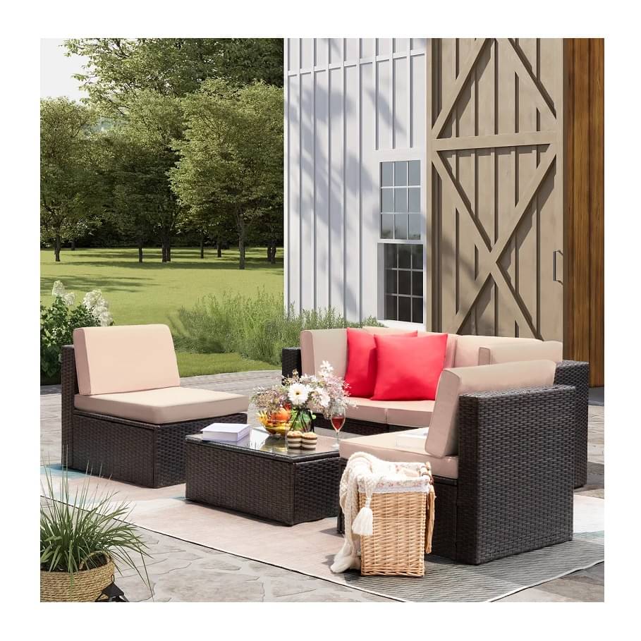 Loch Patio 4 Pieces Outdoor Sectional Sofa
