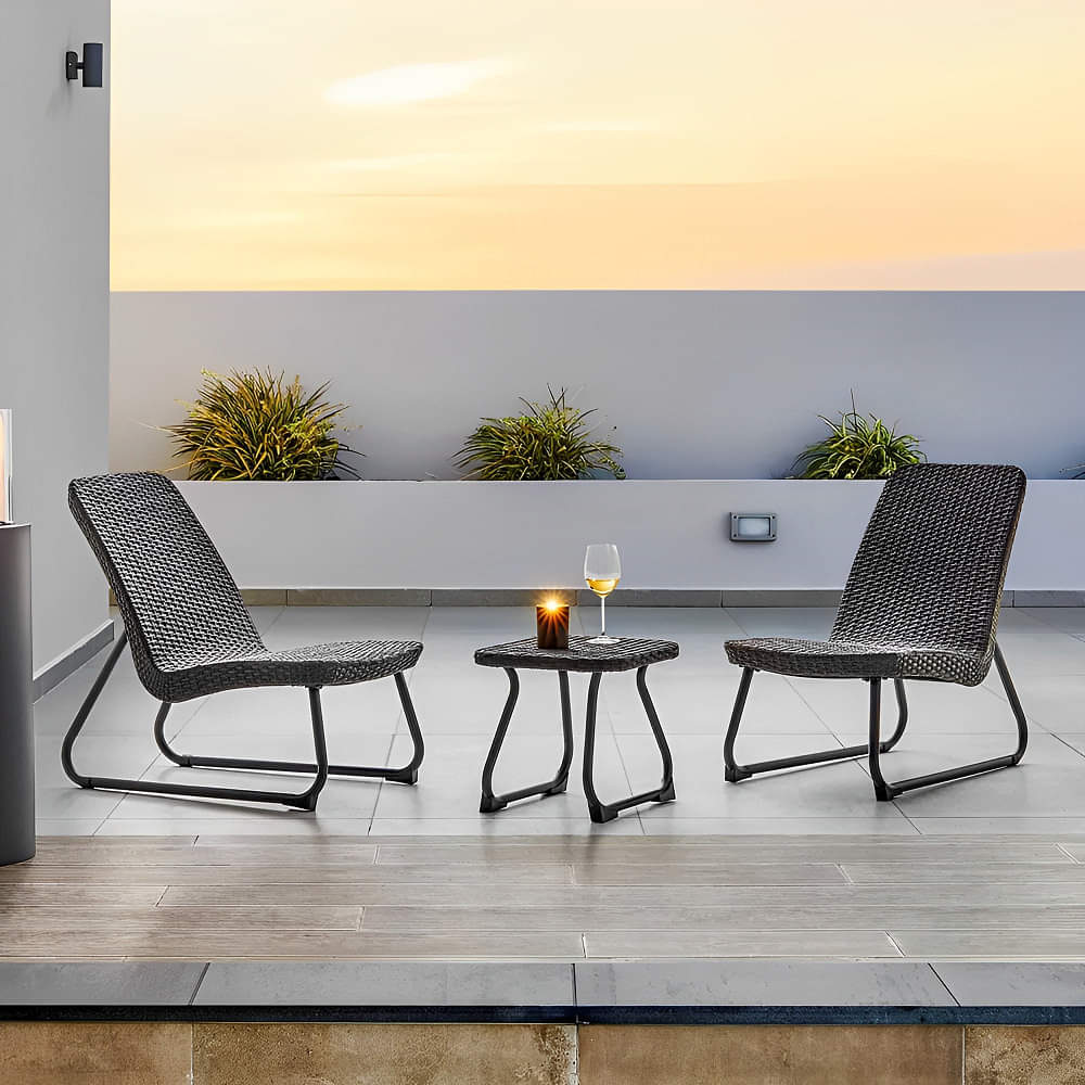 Argo 3 Piece Wicker Patio Furniture Set with Centre Table - photo