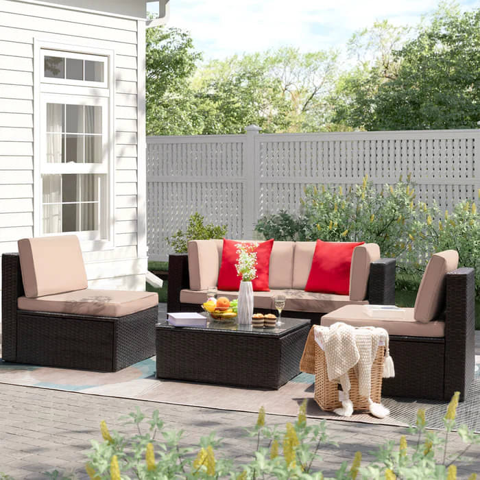 Loch Patio 4 Pieces Outdoor Sectional Sofa