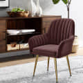 Clint Stylish Velvet Fabric Arm Chair (Brown) - photo