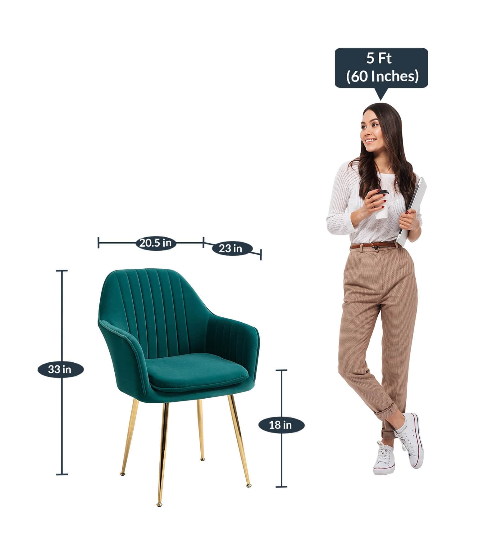 Euclid Velvet Fabric Arm Chair - front_view