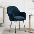 Rio Velvet Fabric Armchair with Upholstered Seat (Blue) - photo