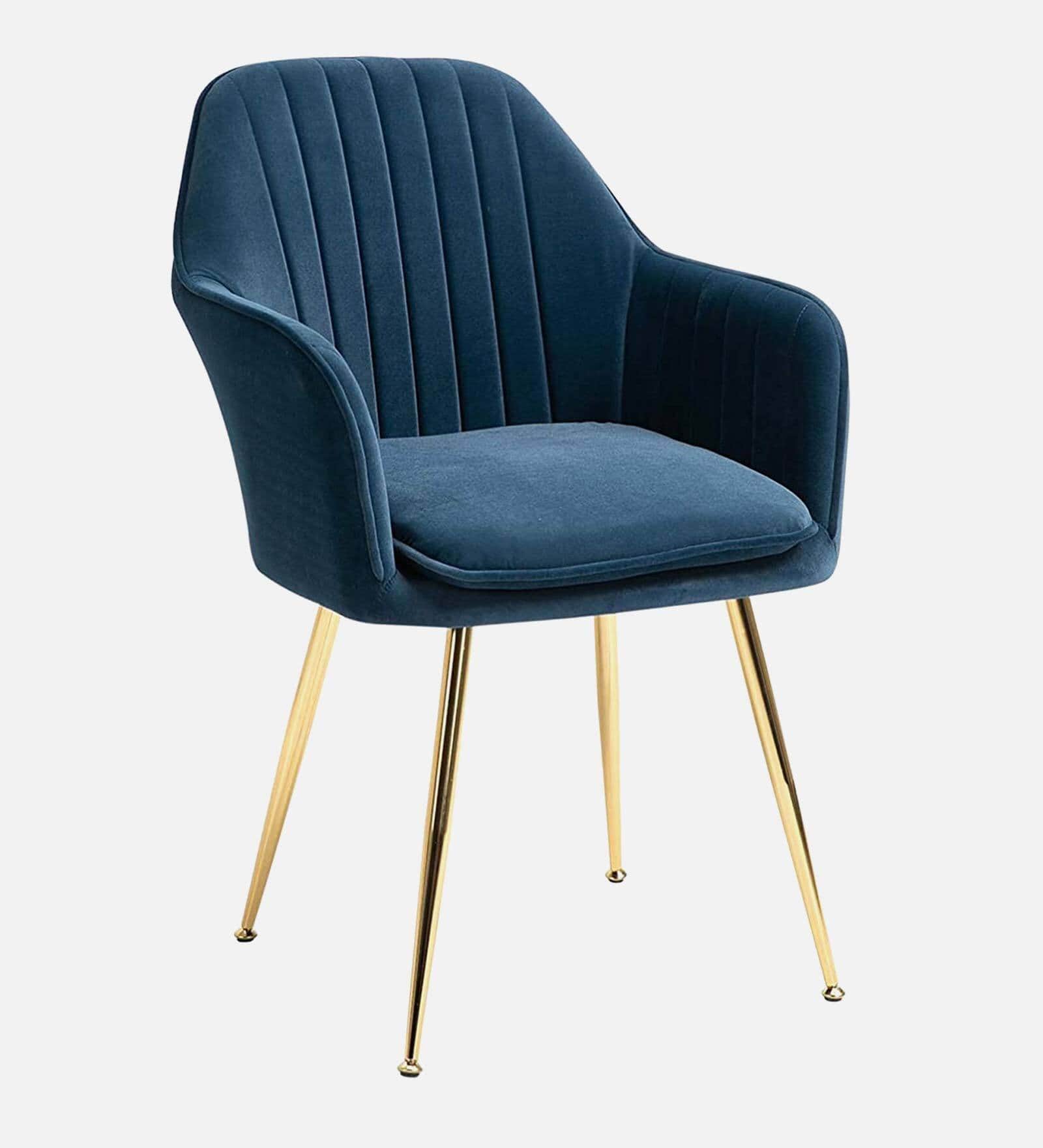 Rio Velvet Fabric Armchair with Upholstered Seat (Blue) - top_view