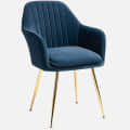 Rio Velvet Fabric Armchair with Upholstered Seat (Blue) - top_view