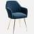 Rio Velvet Fabric Armchair with Upholstered Seat (Blue) - top_view