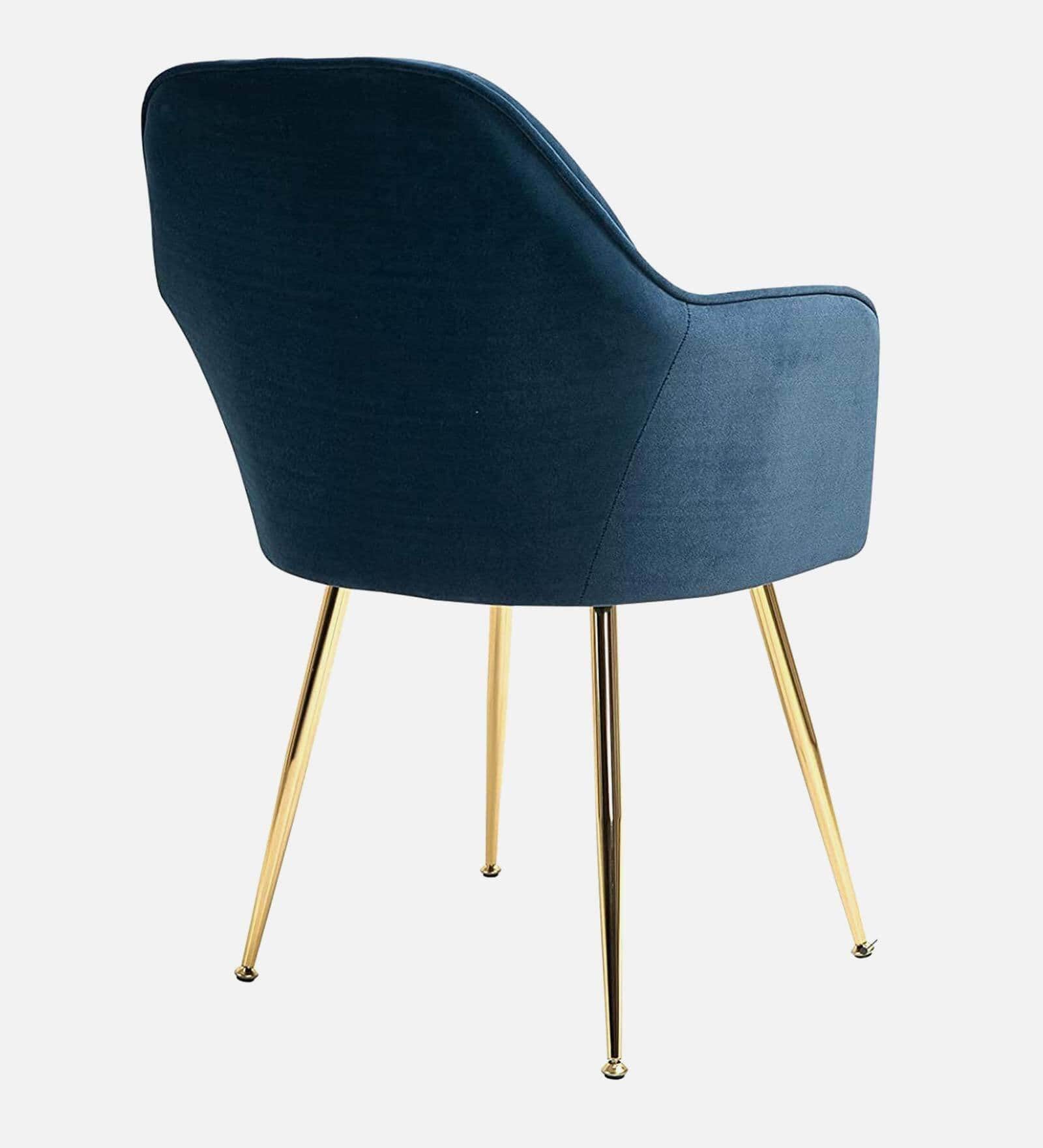 Rio Velvet Fabric Armchair with Upholstered Seat (Blue) - rear_view