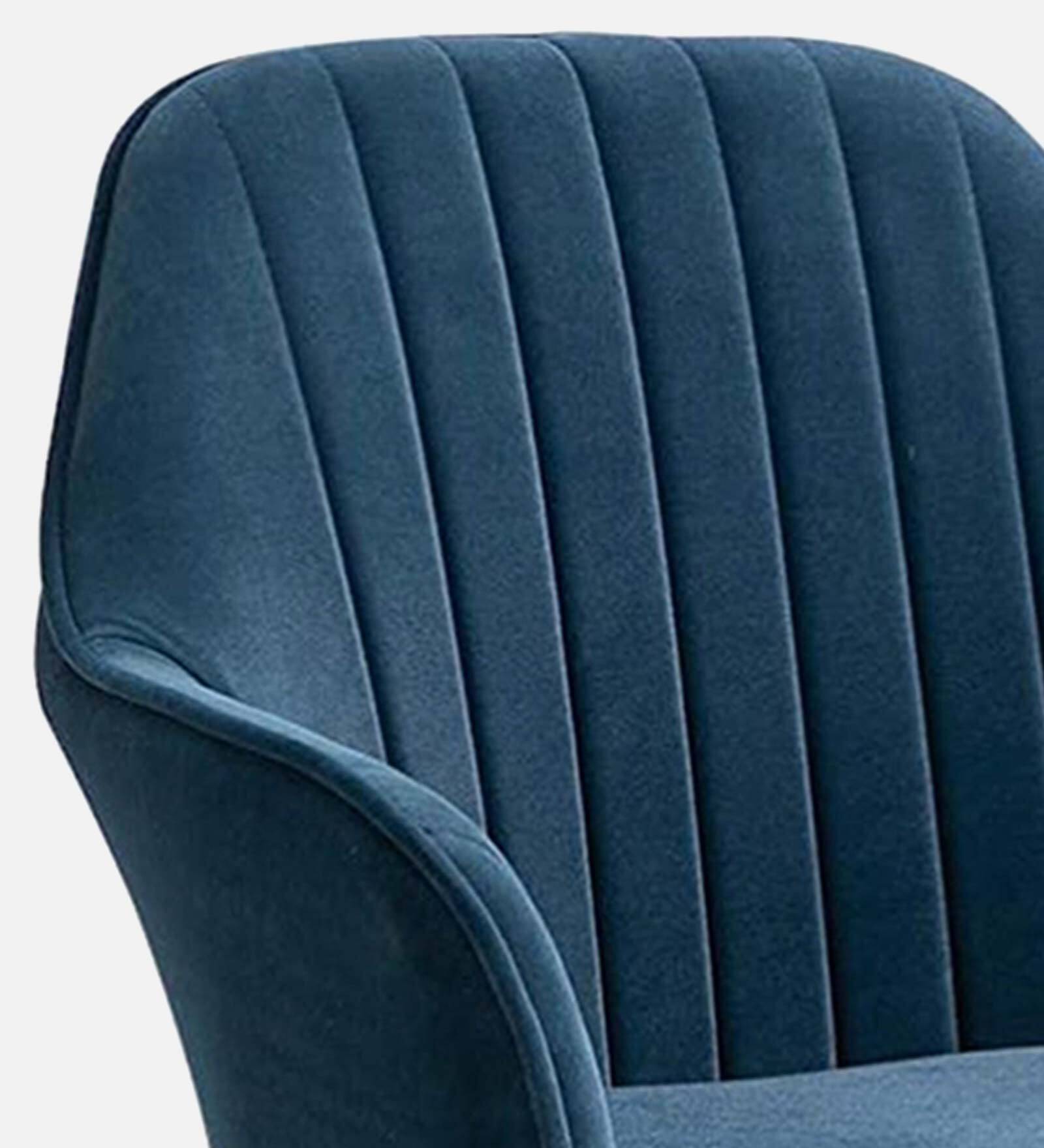 Rio Velvet Fabric Armchair with Upholstered Seat (Blue)