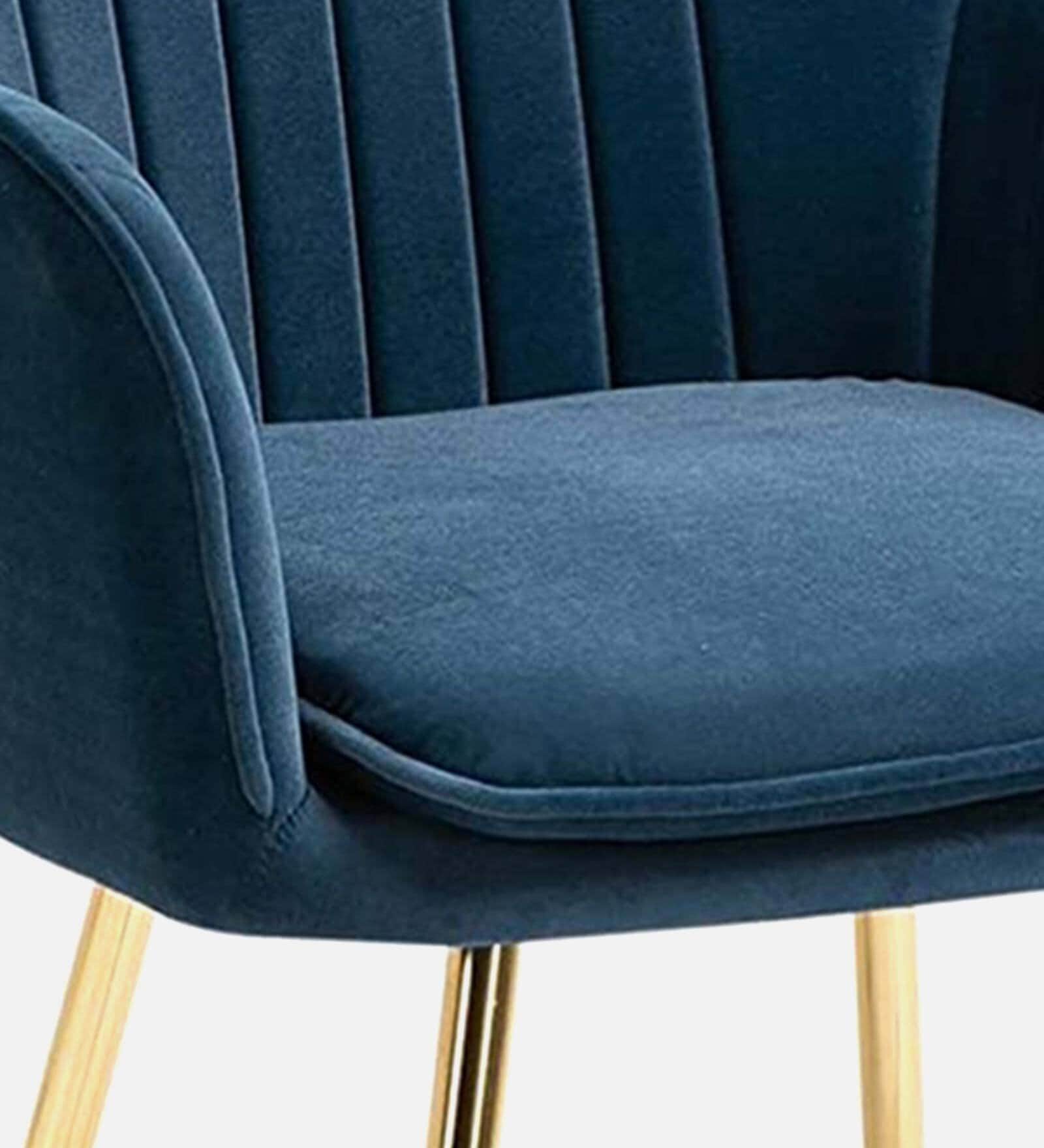 Rio Velvet Fabric Armchair with Upholstered Seat (Blue) - right_view