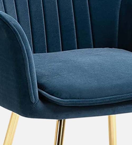 Rio Velvet Fabric Armchair with Upholstered Seat (Blue)