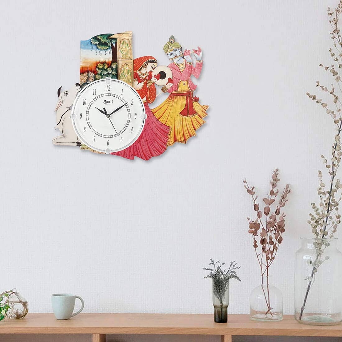 Wall clock  peacock multicolour