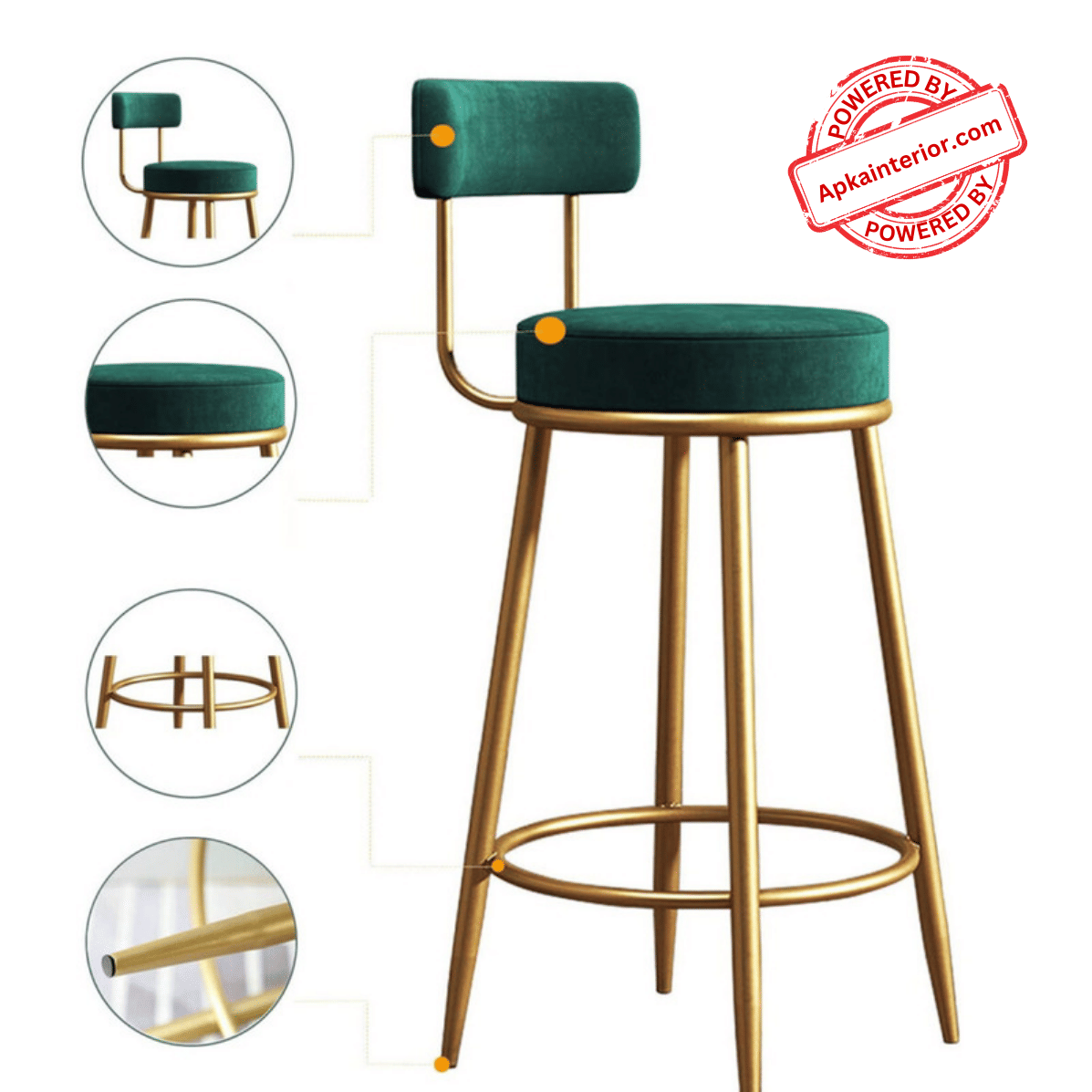 Anthrax Metal Bar Stool (Seating Height - 28 Inch) - top_view