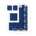 8 Seater LHS L Shape Sofa With Centre Table & 2 Puffy (Blue) - top_view