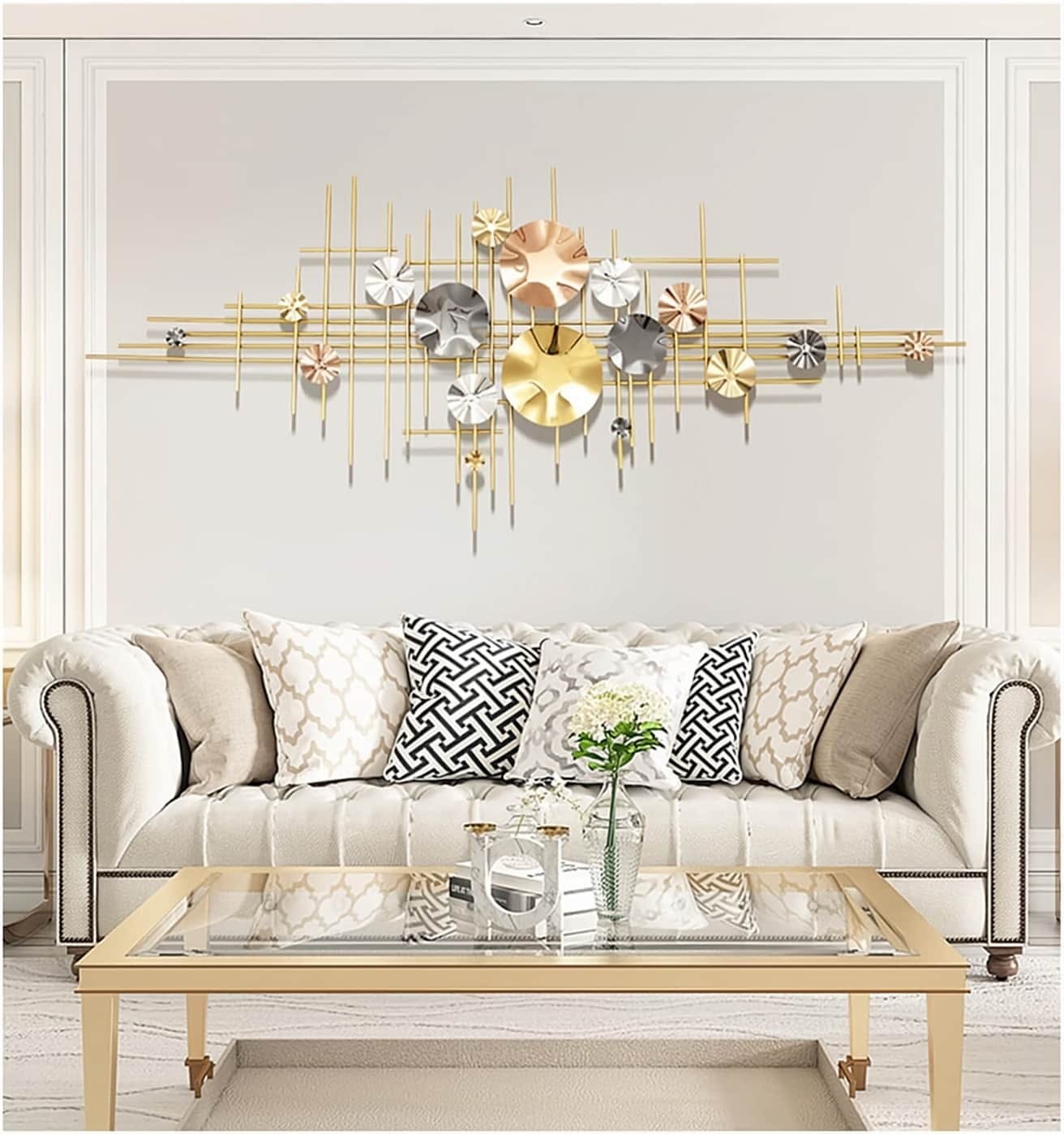 Ness Circular Crystals Metal Wall Art - rear_view