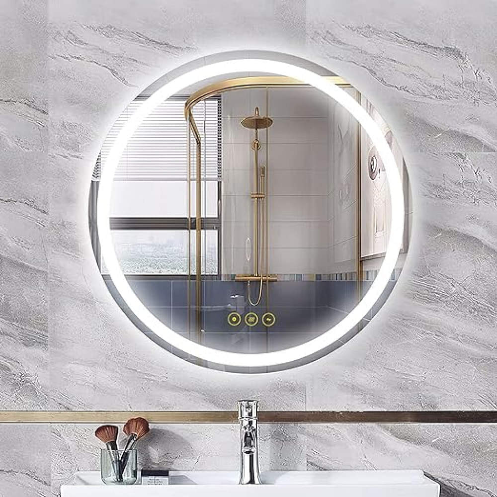 Ness Round Bathroom LED Mirror with 3 Colored Lights (18*18 inch) - photo