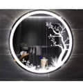 Tree printed Round LED Wall Mirror (18*18 inch) - front_view