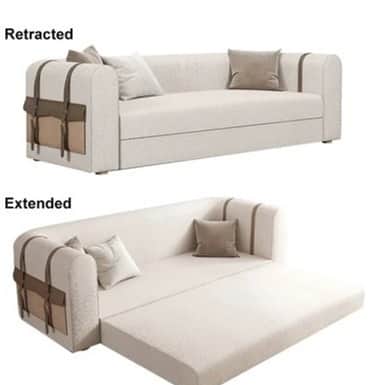 Chintz Conventional 3 seater Sofa Cum Bed In Suede - rear_view