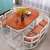 Red Nordic Style Dining Table With Foldable Chair 6 Seater - top_view