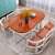 Red Nordic Style Dining Table With Foldable Chair 6 Seater - rear_view