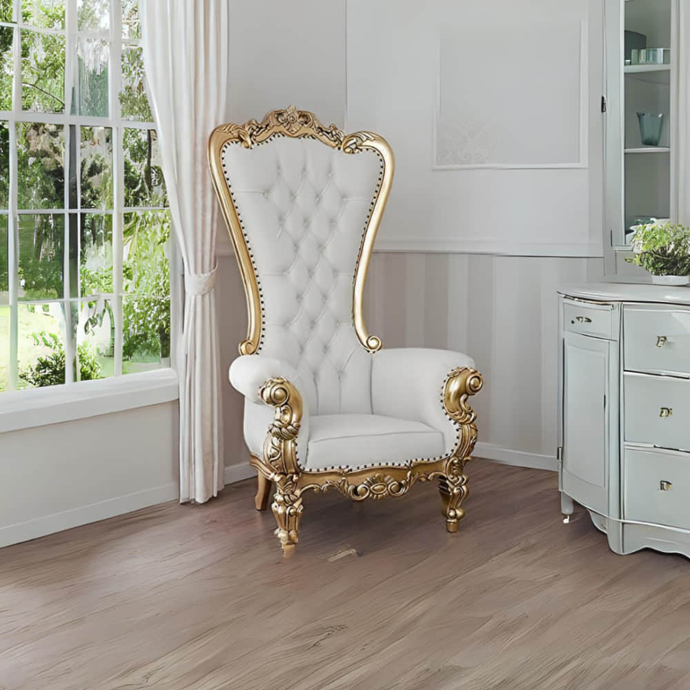 Maharaja Chair With Gold Finish High Back - photo