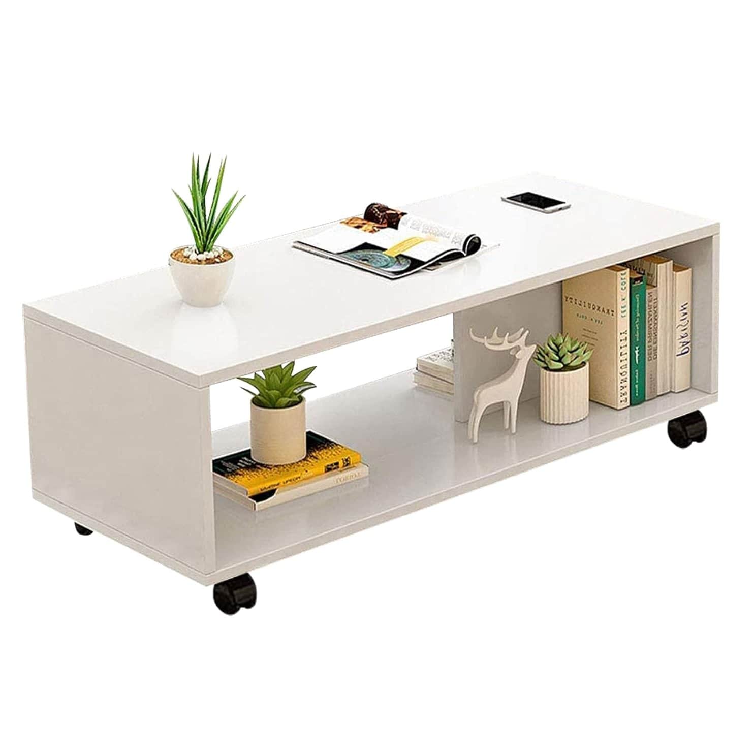 Engineered Wood Center Table with Wheels - rear_view