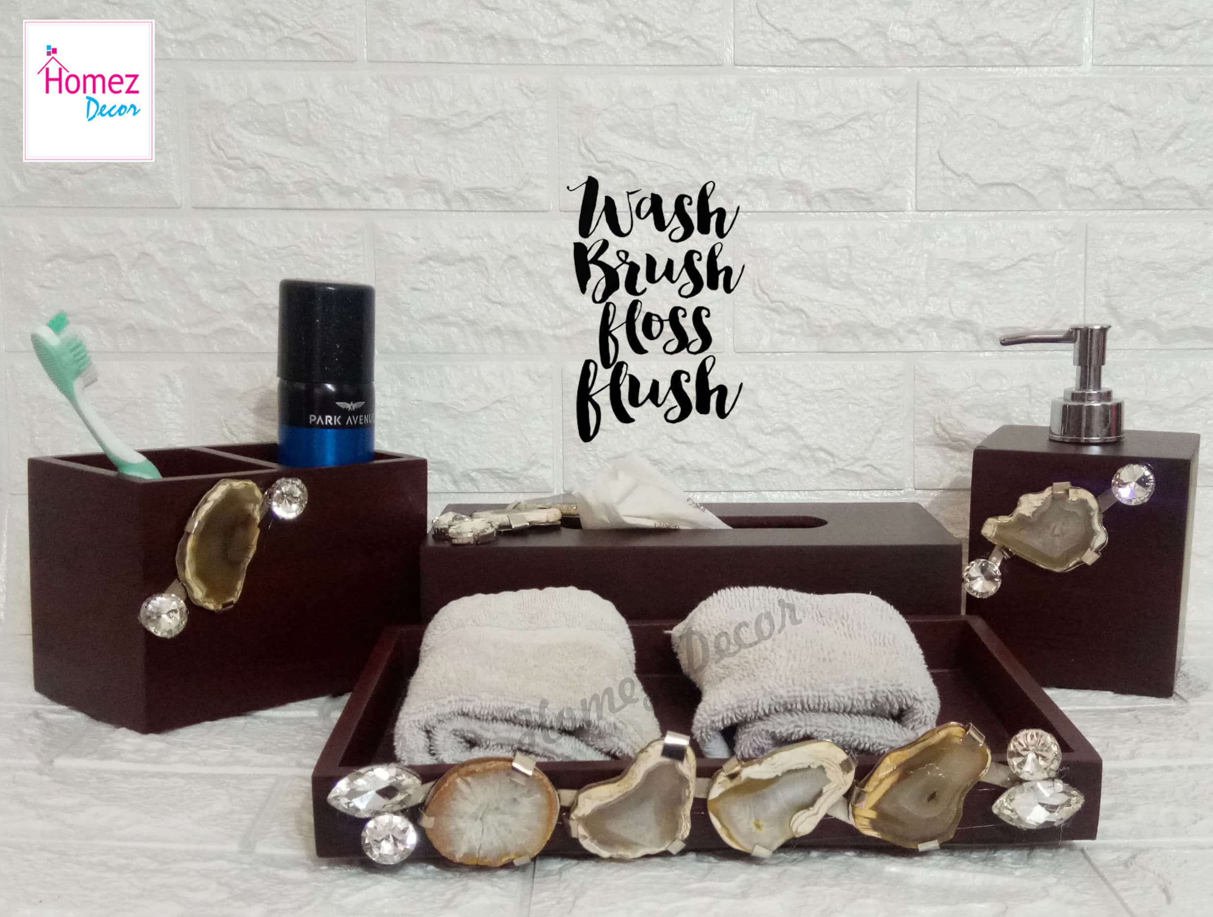 Designer Bathroom Accessory Set - top_view