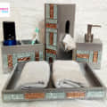 Designer Bathroom Accessory Set Silver - top_view