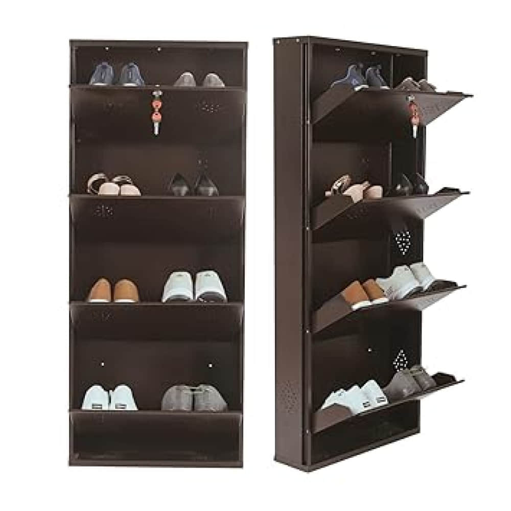 Barcelona Wall Mounted Shoe Rack (Brown) - photo