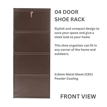 Barcelona Wall Mounted Shoe Rack (Brown) - front_view