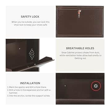 Barcelona Wall Mounted Shoe Rack (Brown) - right_view