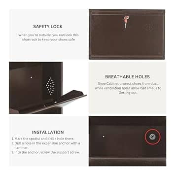 Barcelona Wall Mounted Shoe Rack (Brown)