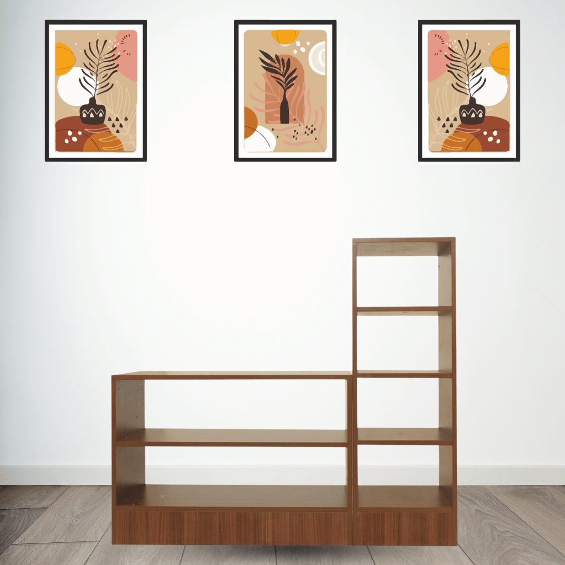 Open Shoe Rack With 6 Shelves In Walnut Finish