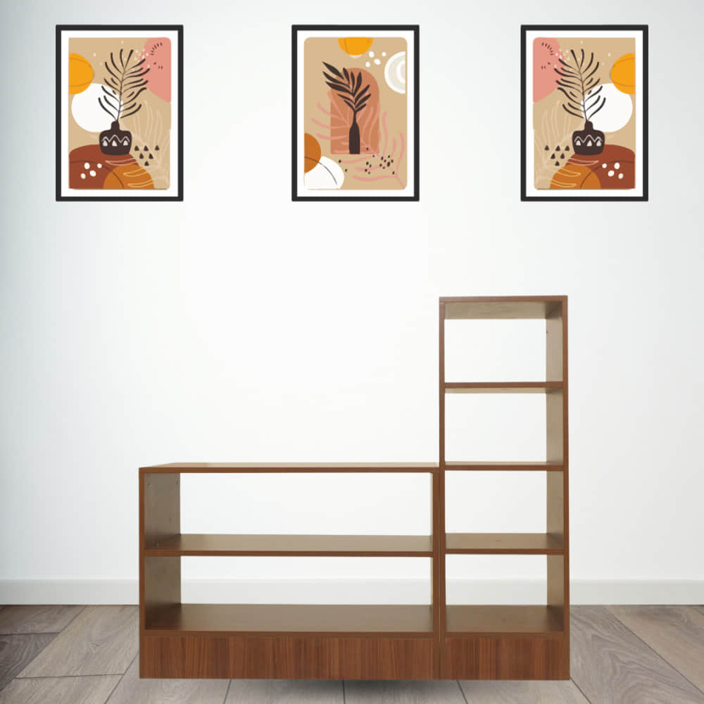 Open Shoe Rack With 6 Shelves In Walnut Finish - photo