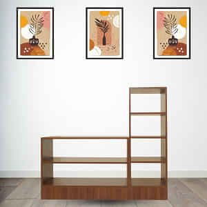 Open Shoe Rack With 6 Shelves In Walnut Finish - photo