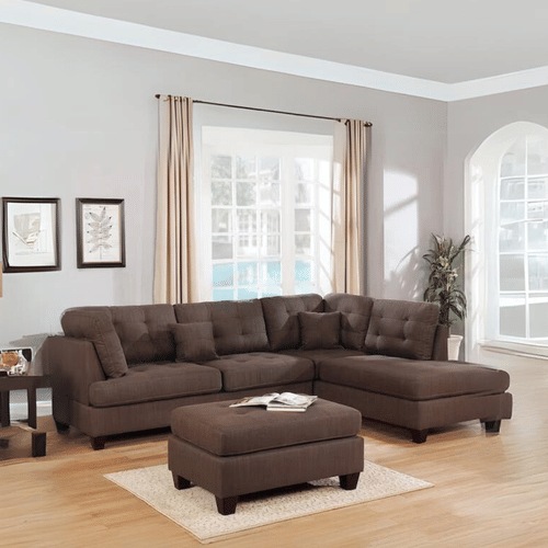 Choco Brown L Shape Sofa Set