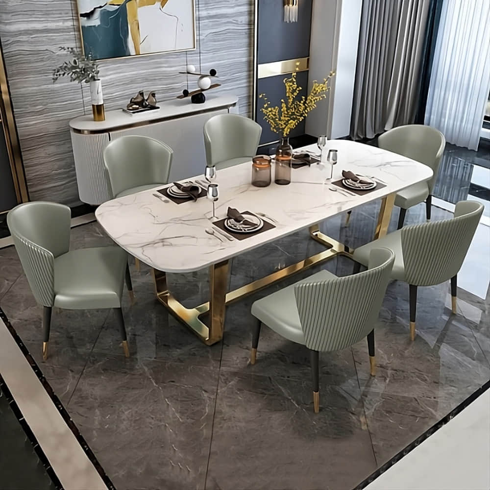 Denver Marble Dining Table With 6 Chairs - photo
