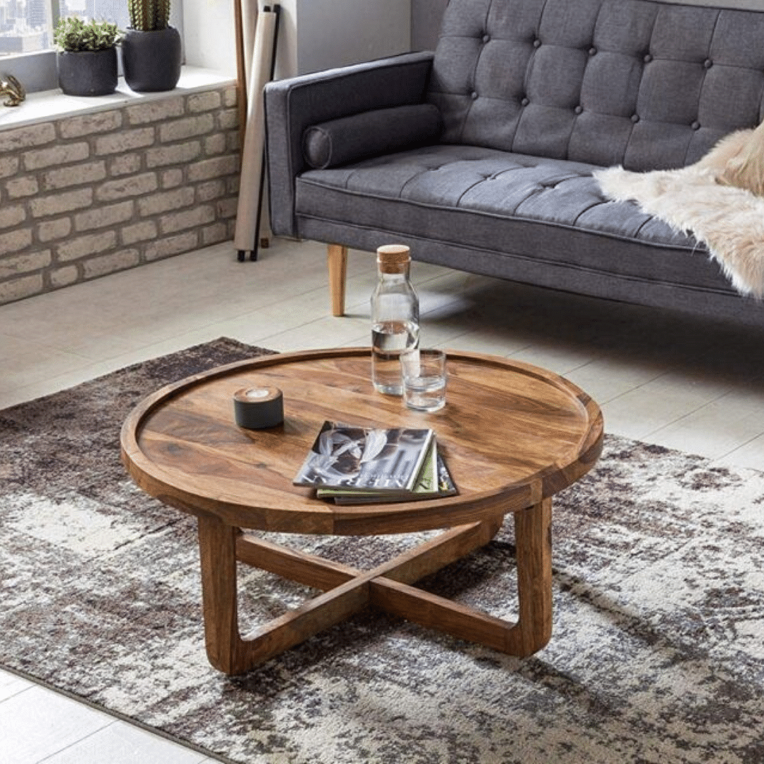 Warren Sheesham Wood Curved Coffee Table - photo