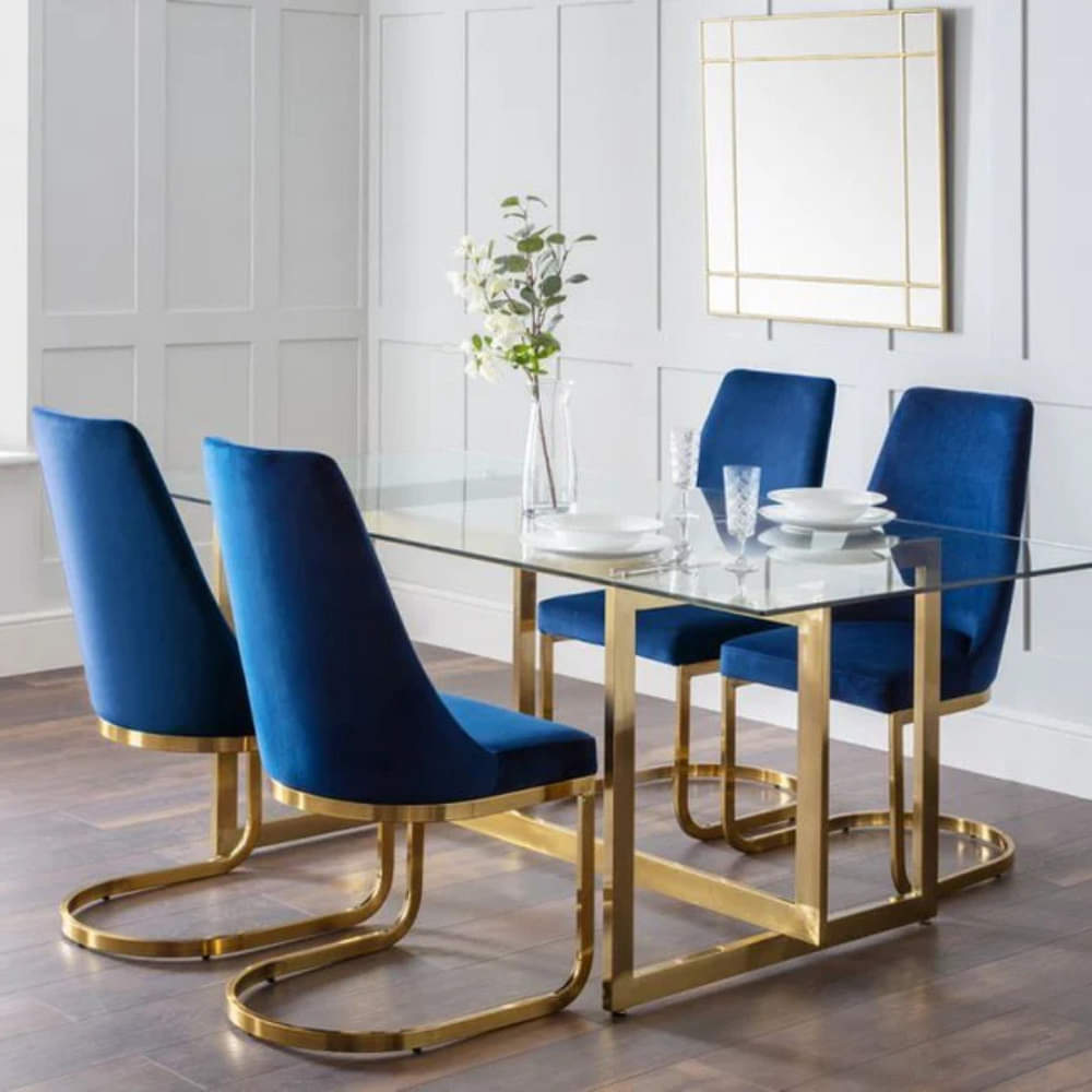 Dave Metal Blue 4 Seater Dining Set - photo