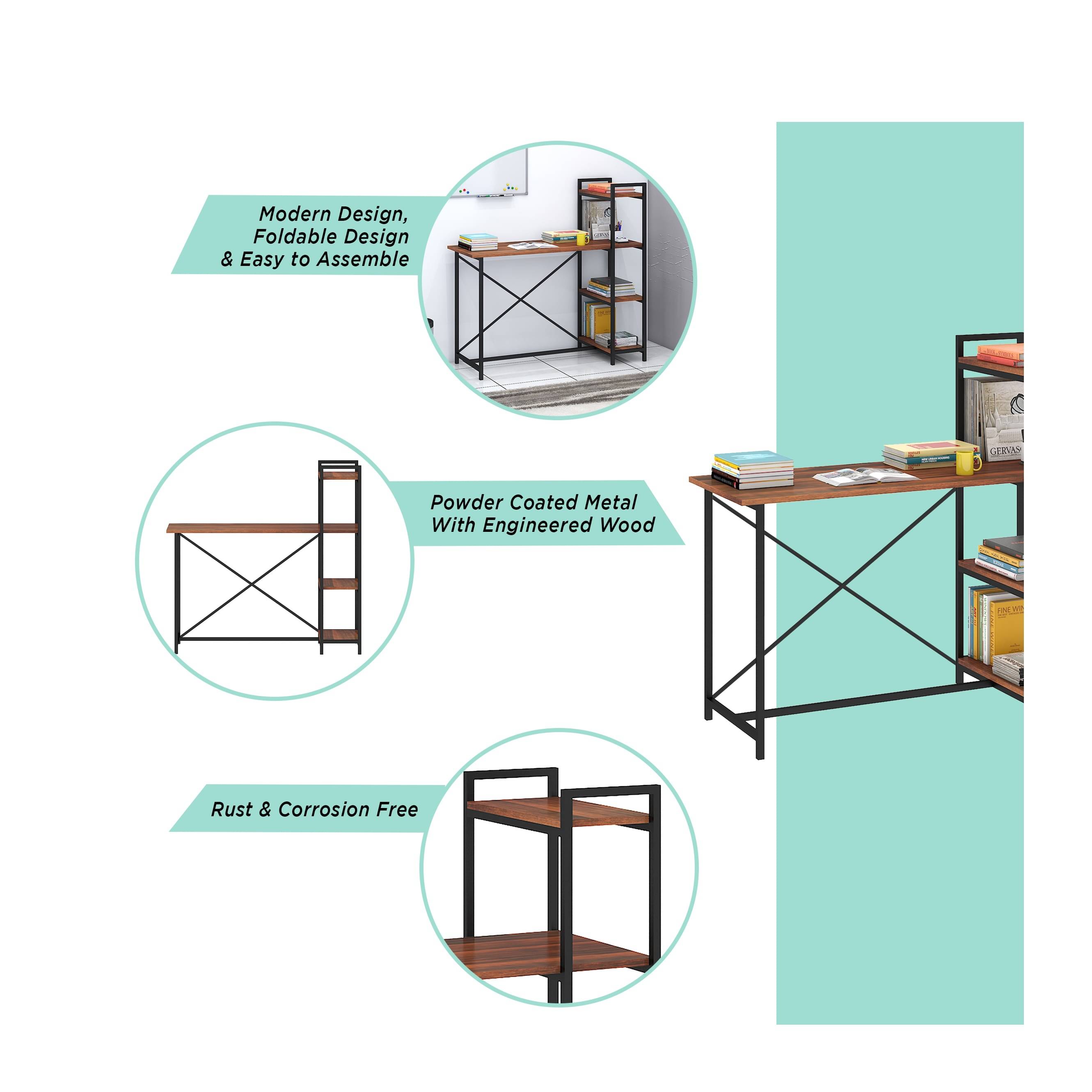 Tauras Wood & Metal Finish Study Table